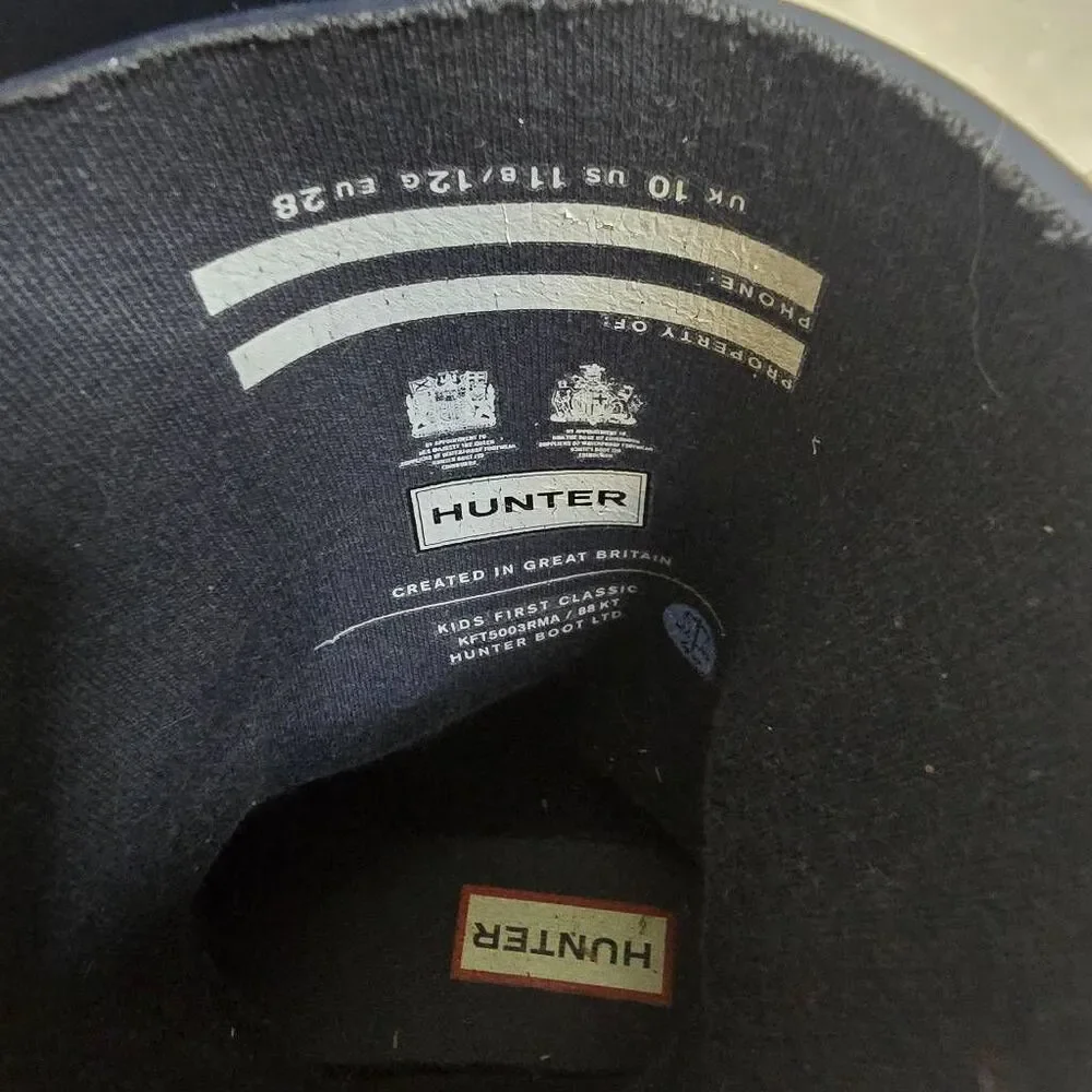 Hunter Kids First Classic Rain Boots Navy Blue Waterproof Toddler 11B 12G UK 10